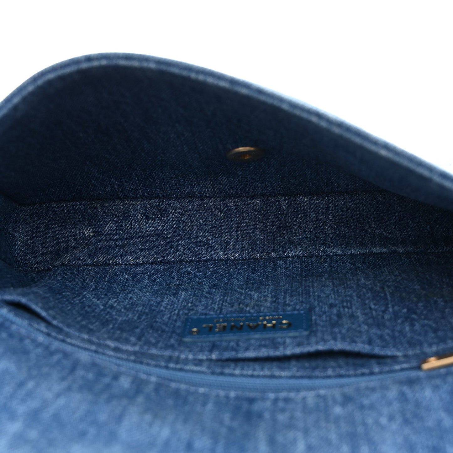 Denim Shearling Hieroglyph Flap Blue