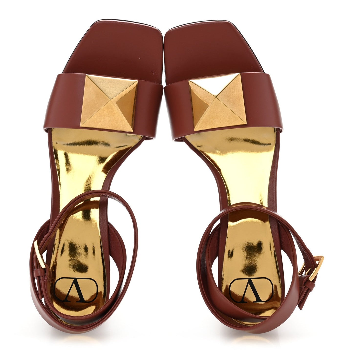 Calfskin One Stud Ankle Strap 60mm Sandals 37.5 Gingerbread
