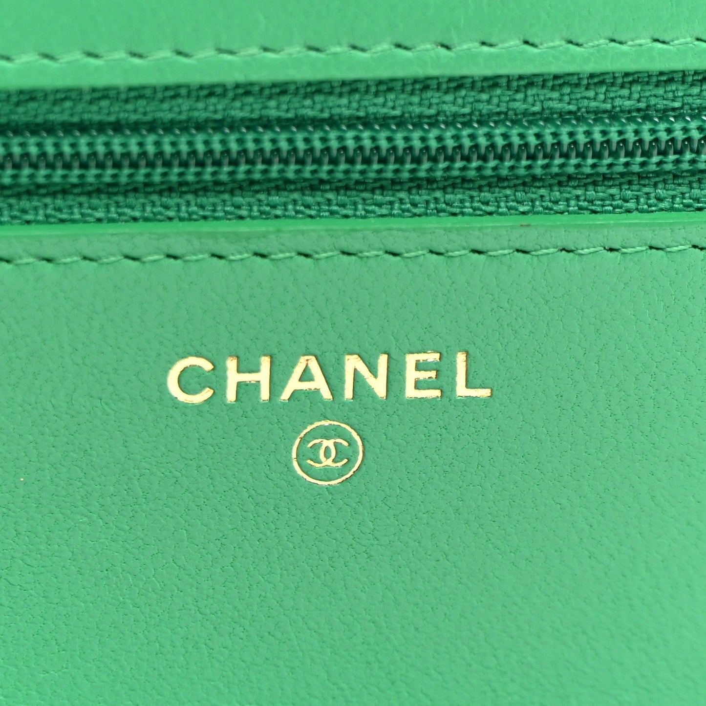Lambskin Quilted Wallet On Chain WOC Green