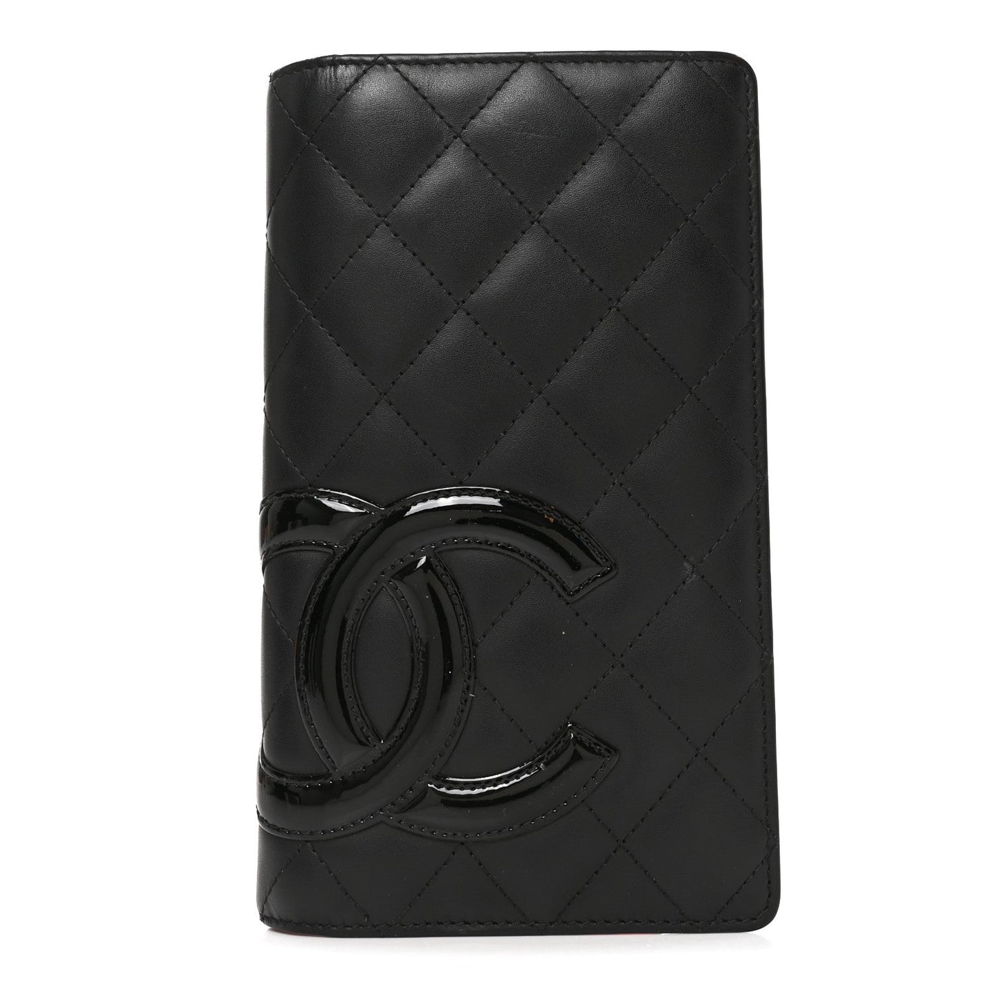 Calfskin Quilted Cambon Yen Wallet Black