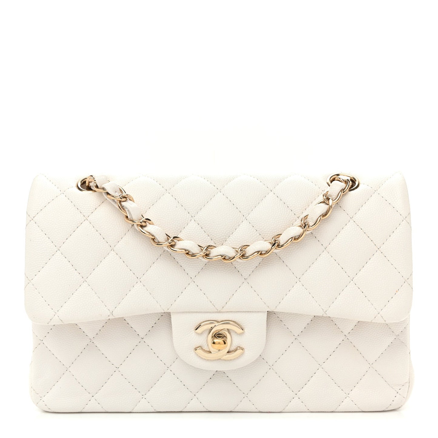 Caviar Quilted Small Double Flap White