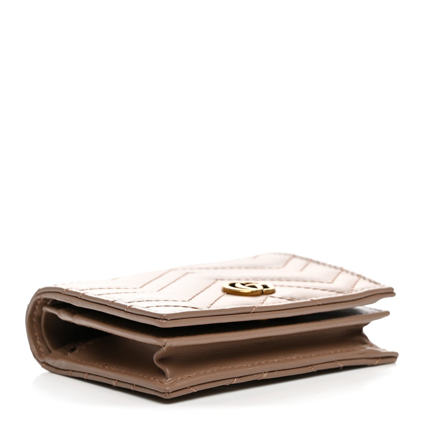 Calfskin Matelasse GG Marmont Card Case Wallet Porcelain Rose Porcelain Rose