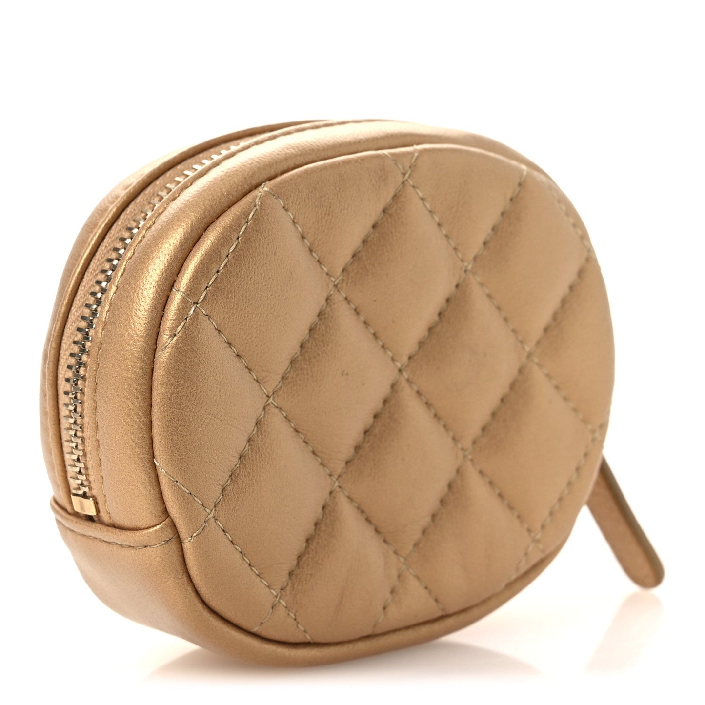 Metallic Lambskin Quilted Zip Around Classic Coin Purse Gold