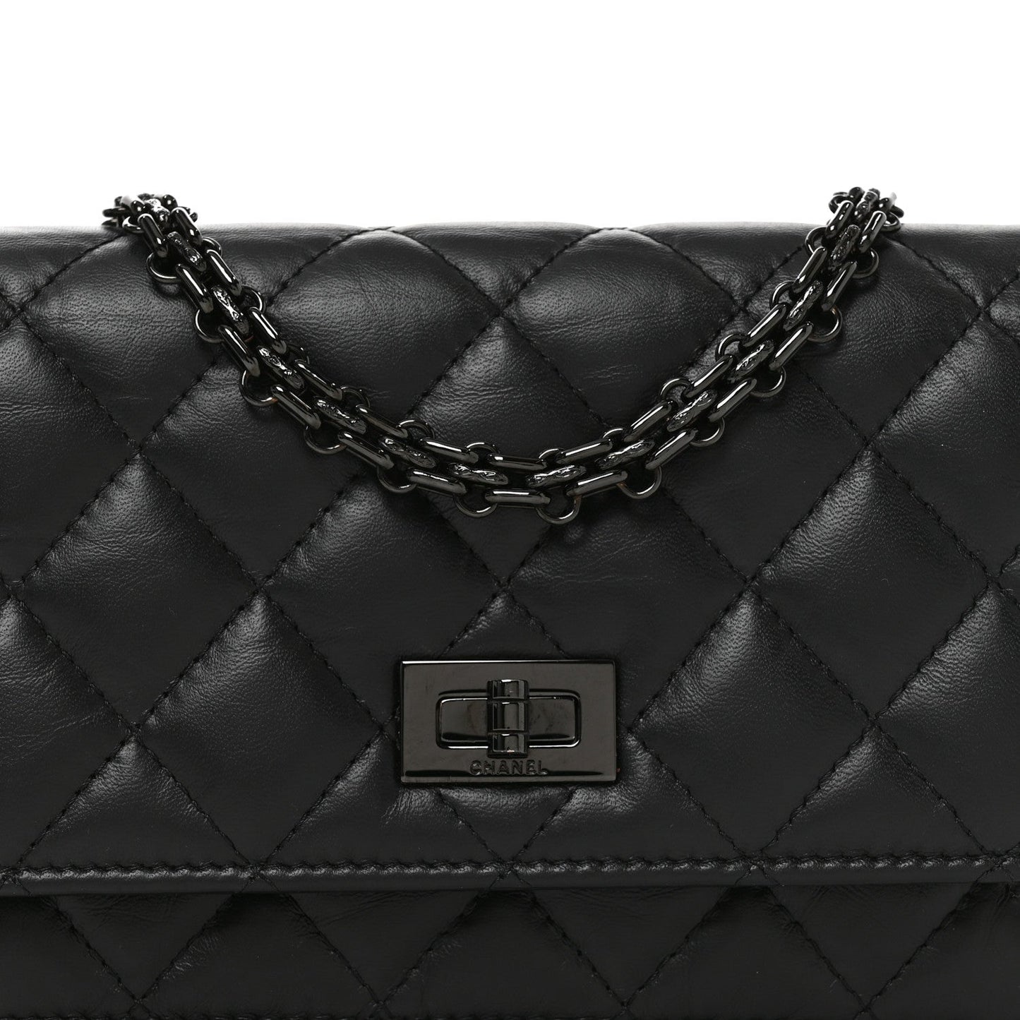 Aged Calfskin Quilted Mini Reissue Wallet On Chain WOC So Black
