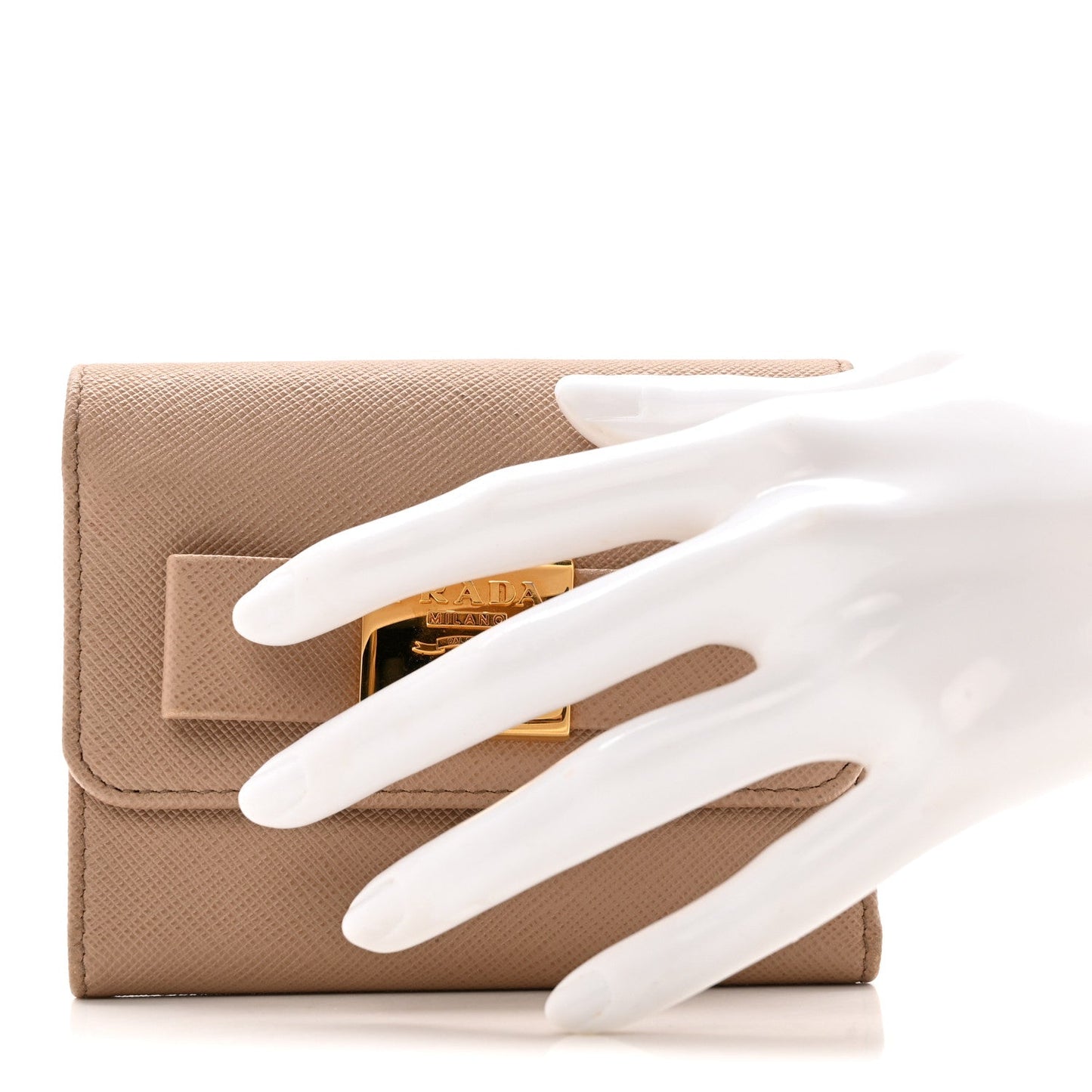 Saffiano Tri-Fold Bow Wallet Cammeo