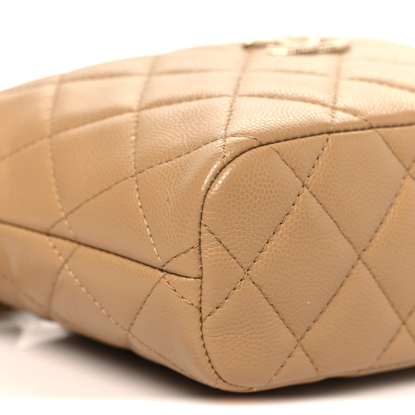 Caviar Quilted Hobo Dark Beige