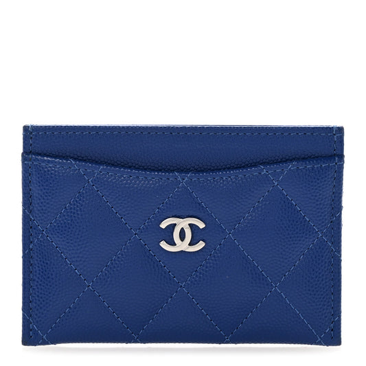 Caviar Quilted Card Holder Blue