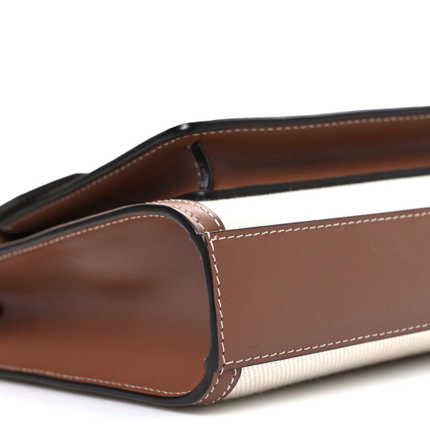 Canvas Smooth Calfskin Two Tone Mini Pocket Bag Natural Malt Brown