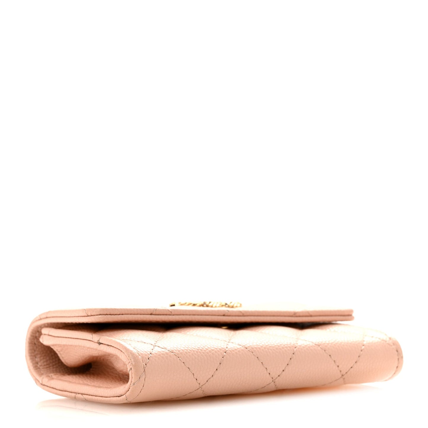 Caviar Quilted Crystal CC Flap Card Holder Pink