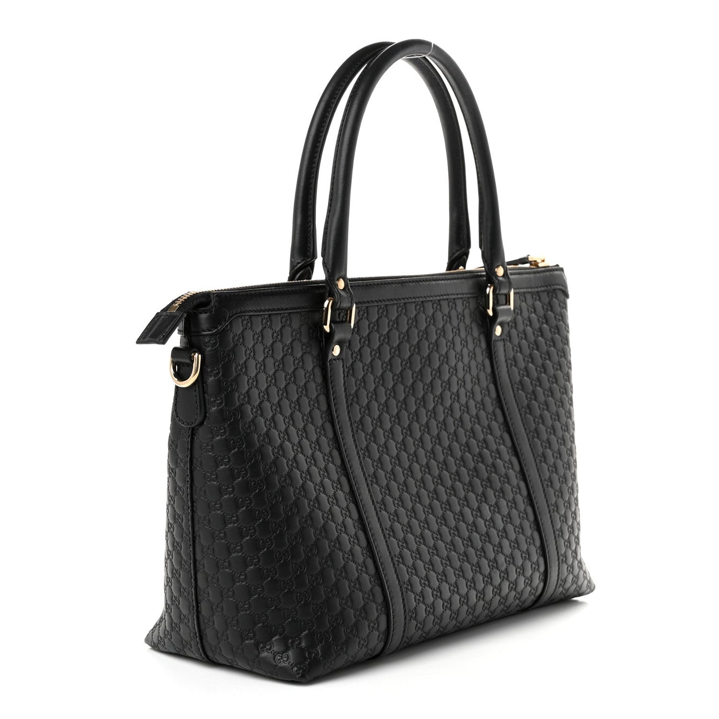 Soft Microguccissima Small Zippered Satchel Black