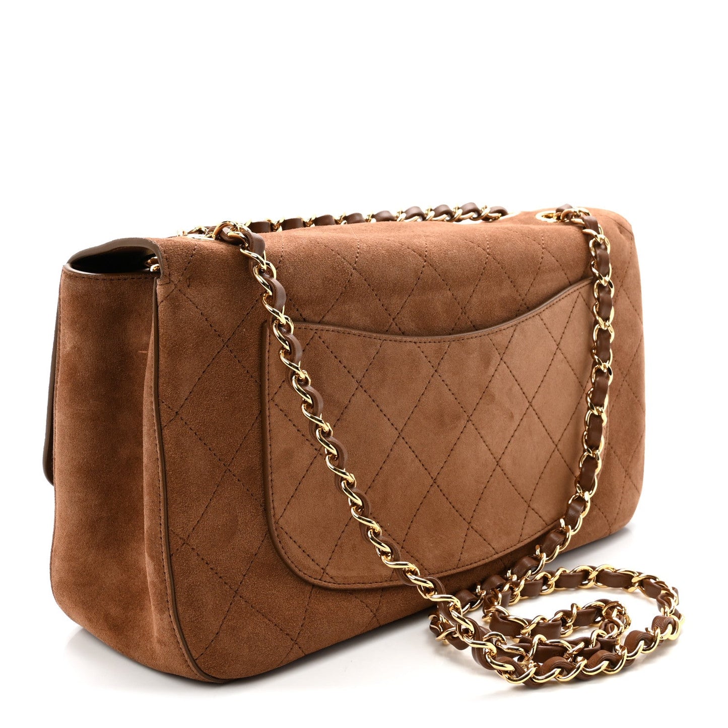 Suede Calfskin Small Souplissimo Maxi Flap Camel