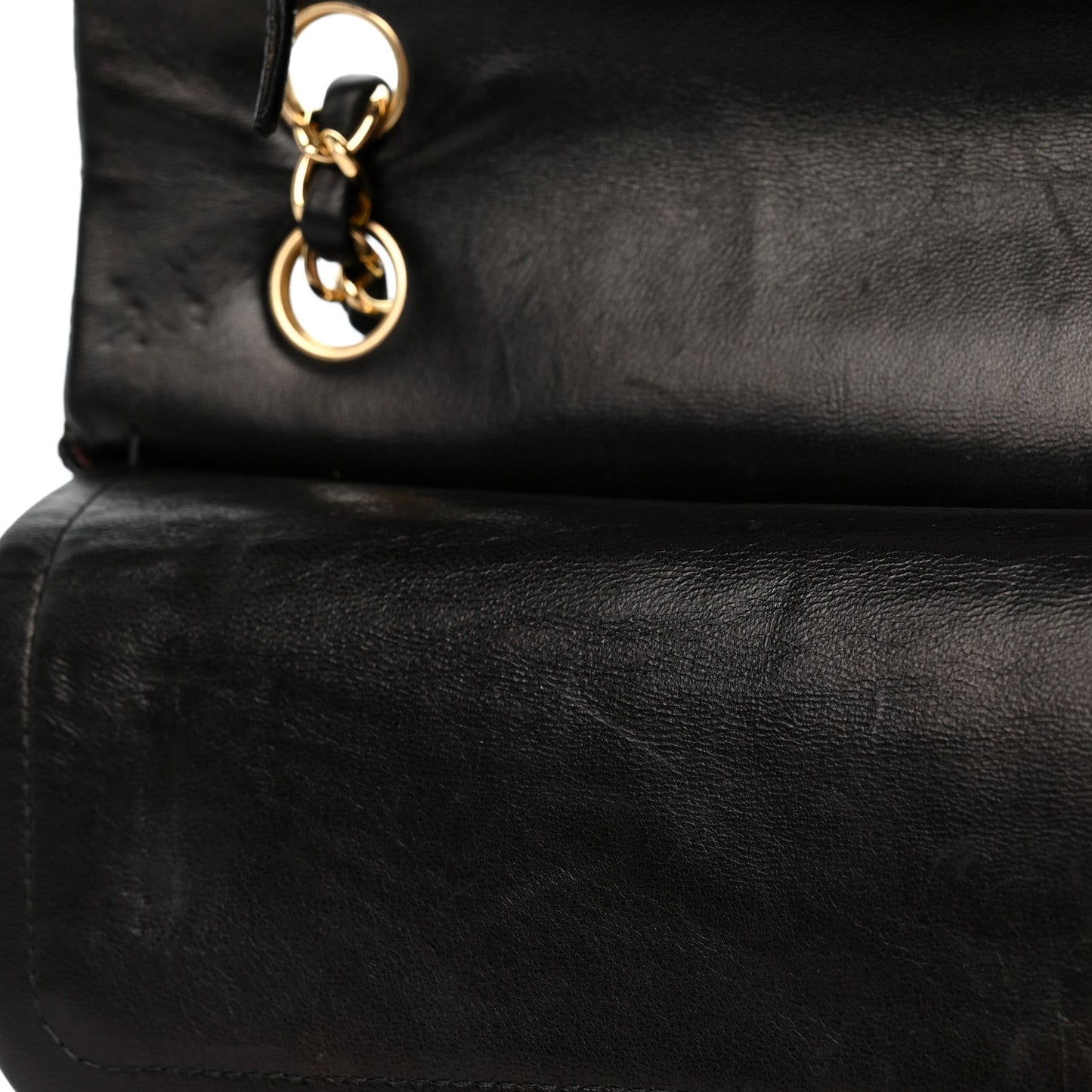 Lambskin Quilted Medium Double Flap Black
