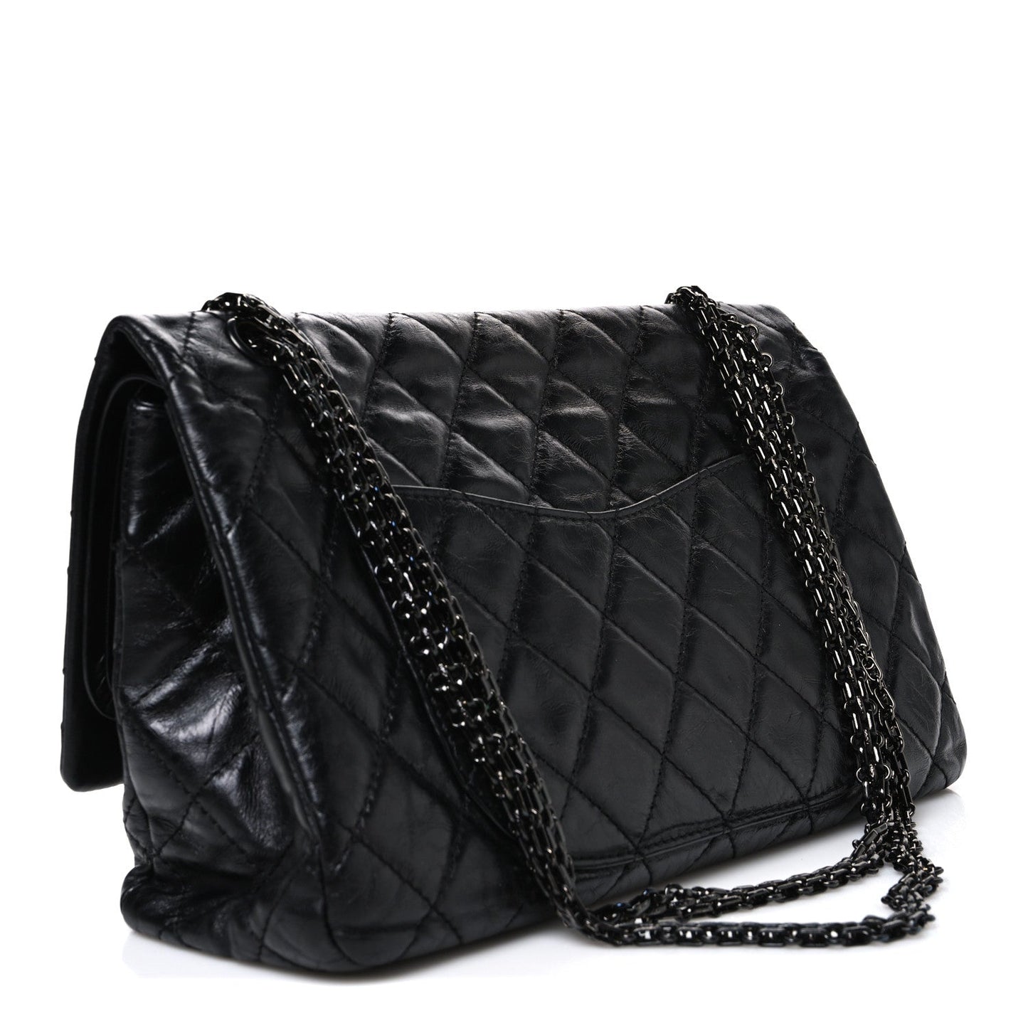 Metallic Aged Calfskin Quilted 2.55 Reissue 227 Flap So Black