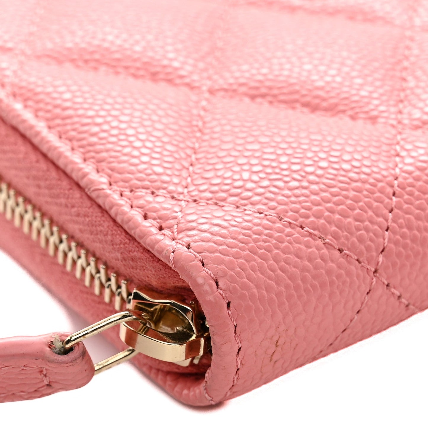 Caviar Quilted Zip Coin Purse Pink