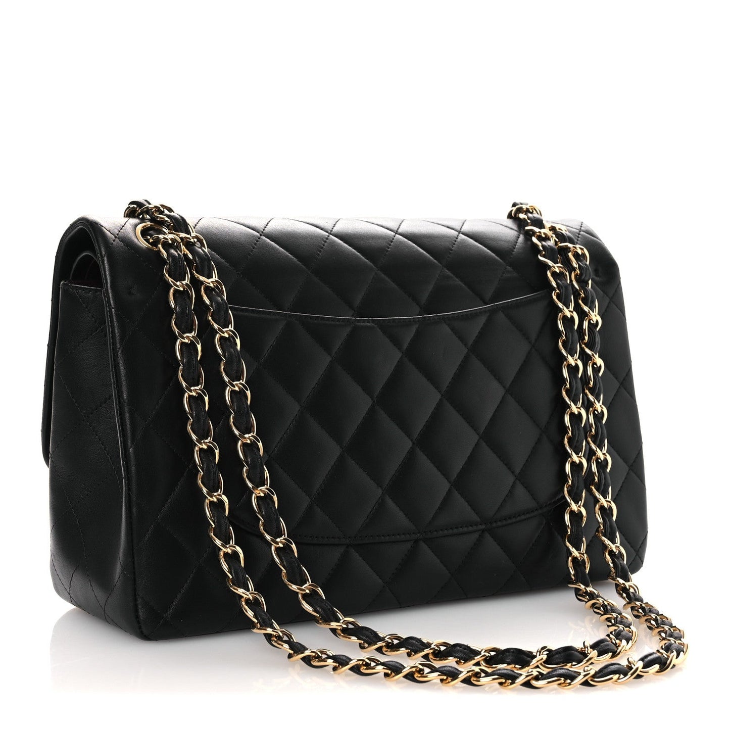 Lambskin Quilted Jumbo Double Flap Black