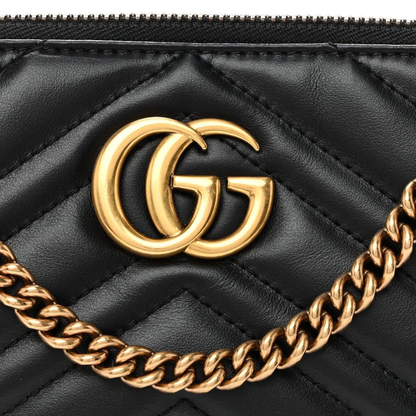Calfskin Matelasse Mini GG Marmont Chain Bag Black