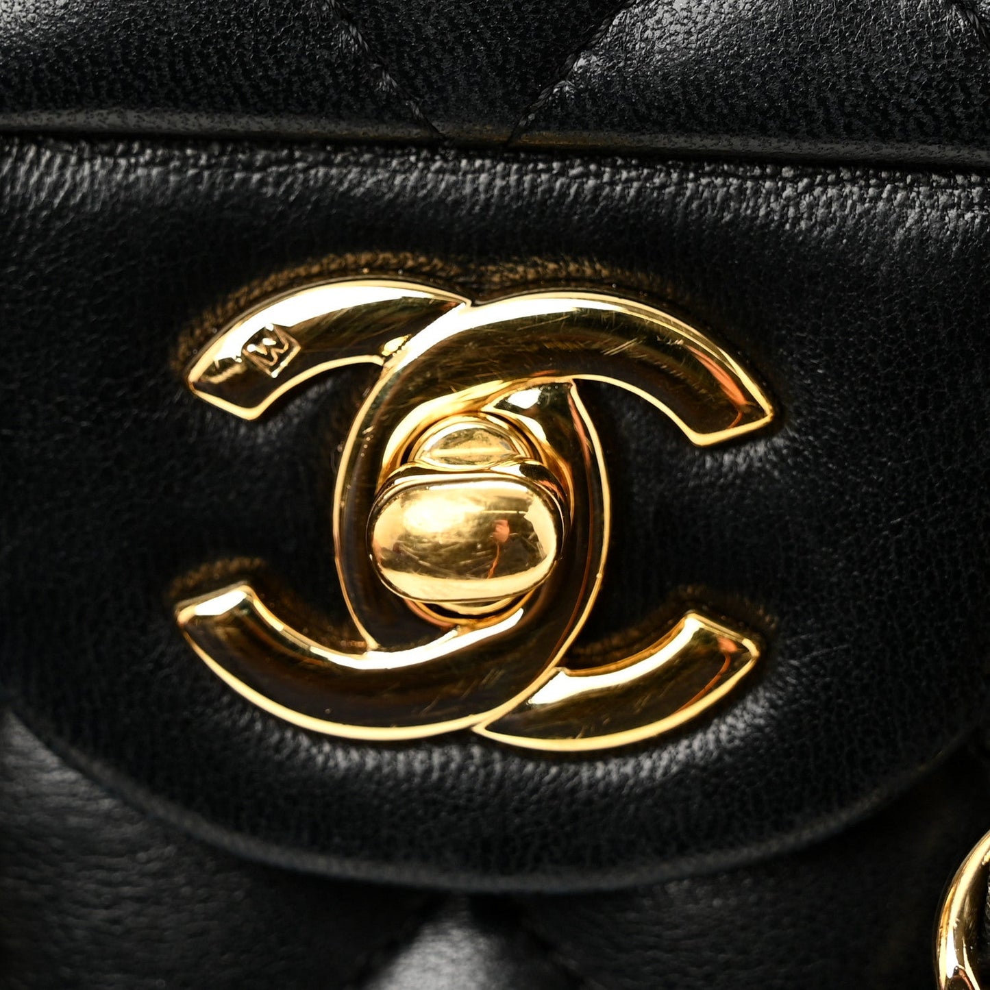 Lambskin Quilted Medium Double Flap Black