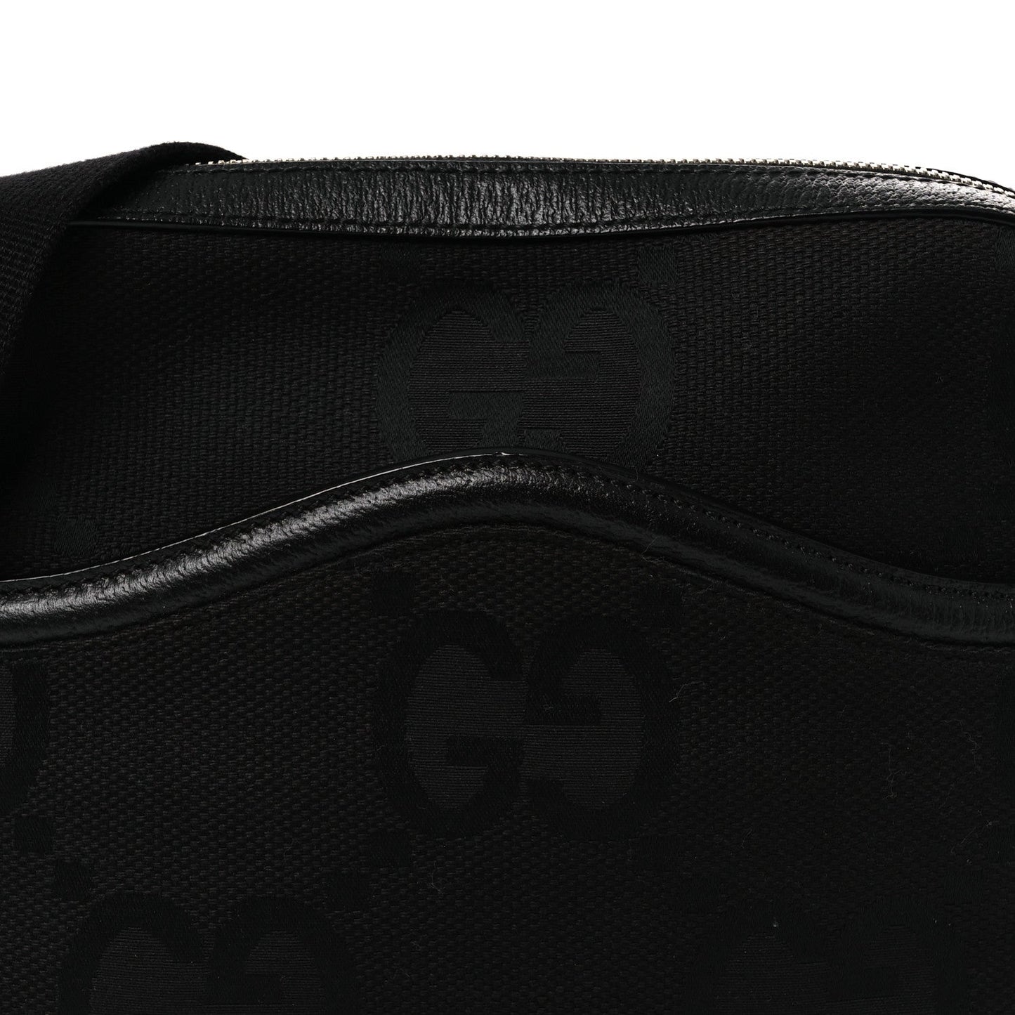 Monogram Jumbo GG Textured Dollar Calfskin Web Messenger Shoulder Bag Black