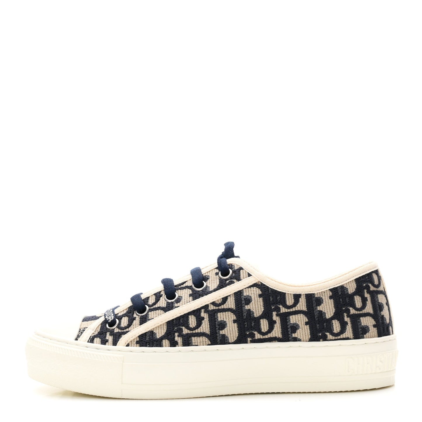Canvas Oblique Walk'N'Dior Low Top Platform Sneakers 36.5 Deep Blue
