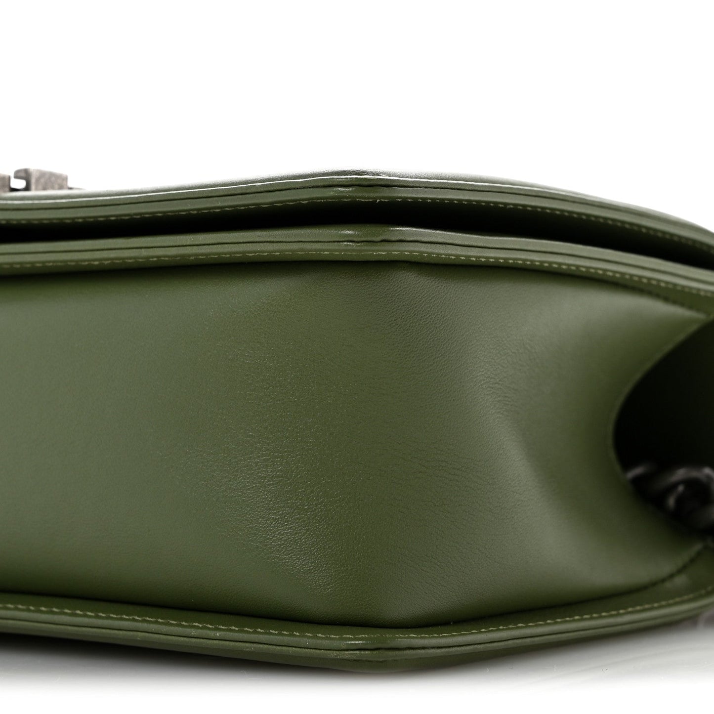 Calfskin Chevron Quilted Medium Boy Flap Dark Green