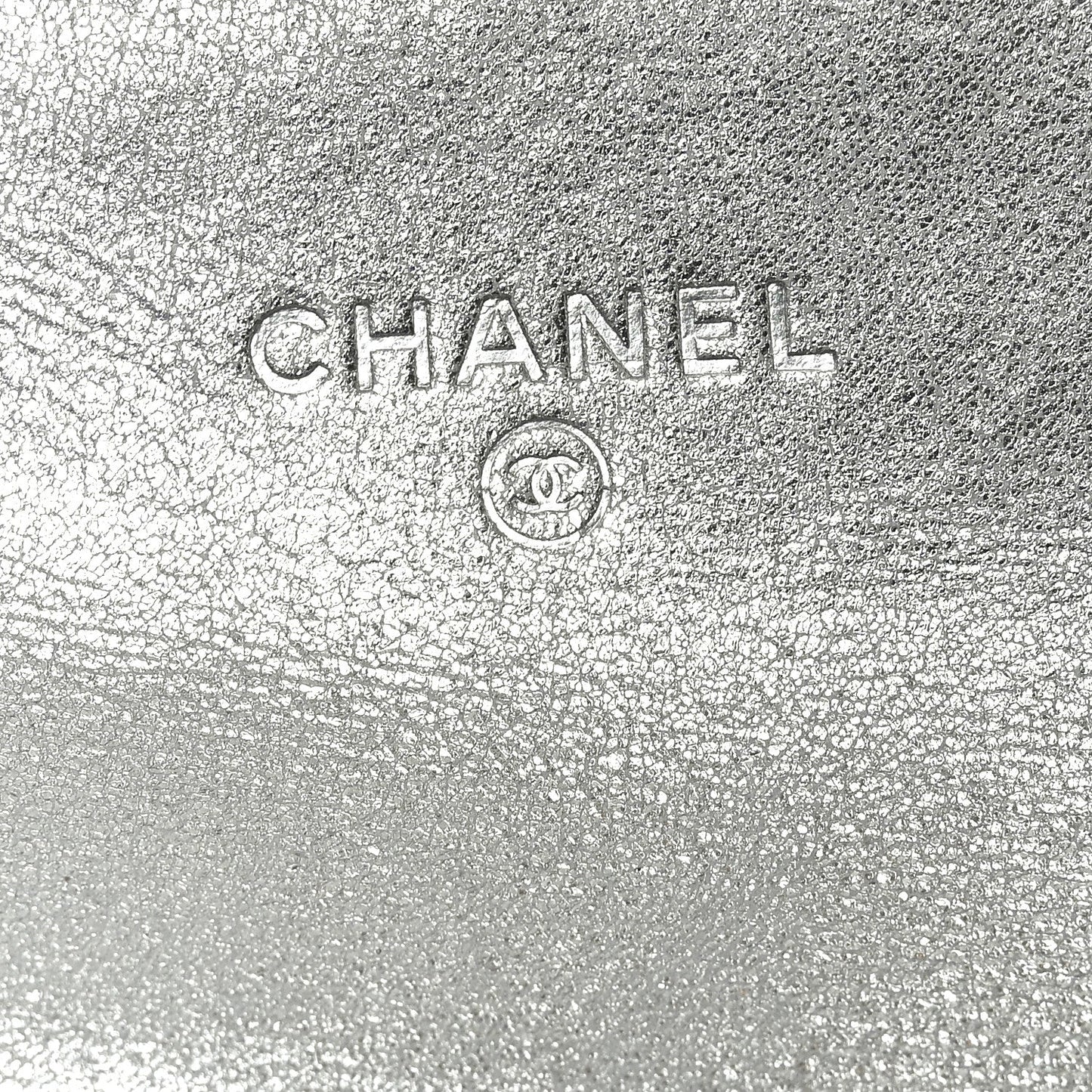 Metallic Lambskin Quilted Flap Card Holder Wallet Silver
