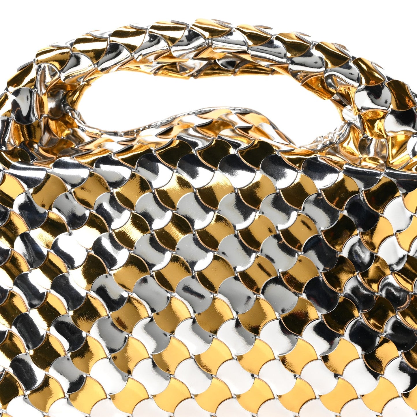 Metallic Lambskin Intrecciato Mini Hop Silver Gold