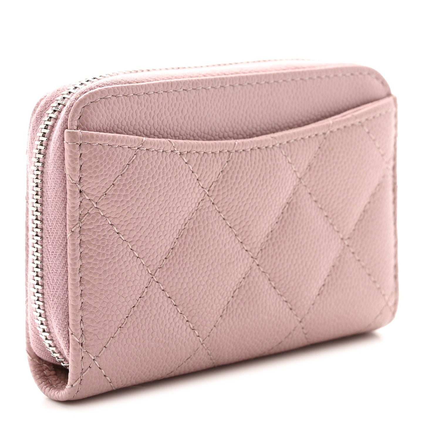 Caviar Quilted Zip Coin Purse Pink