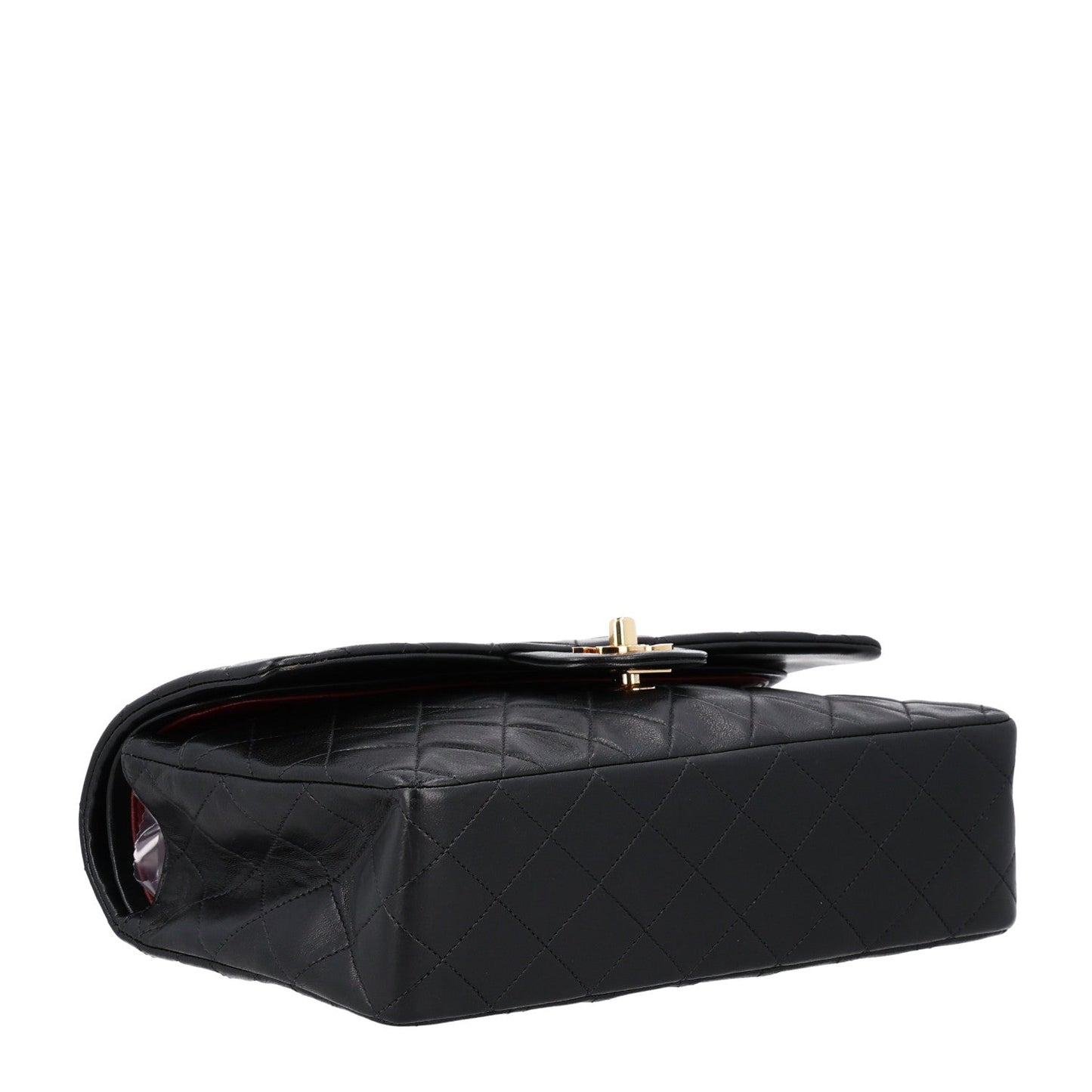 Lambskin Quilted Medium Double Flap Black
