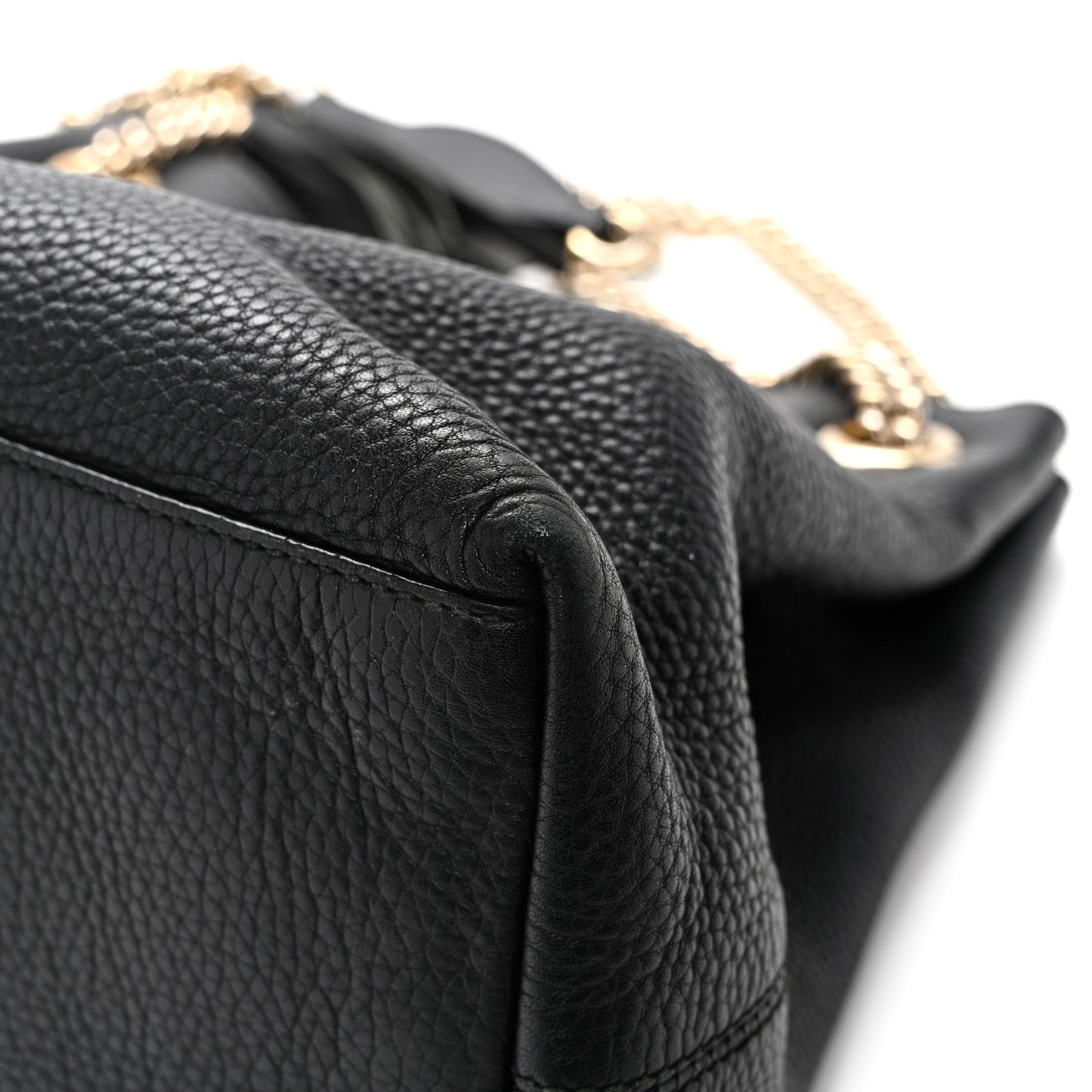 Pebbled Calfskin Medium Soho Chain Shoulder Bag Black