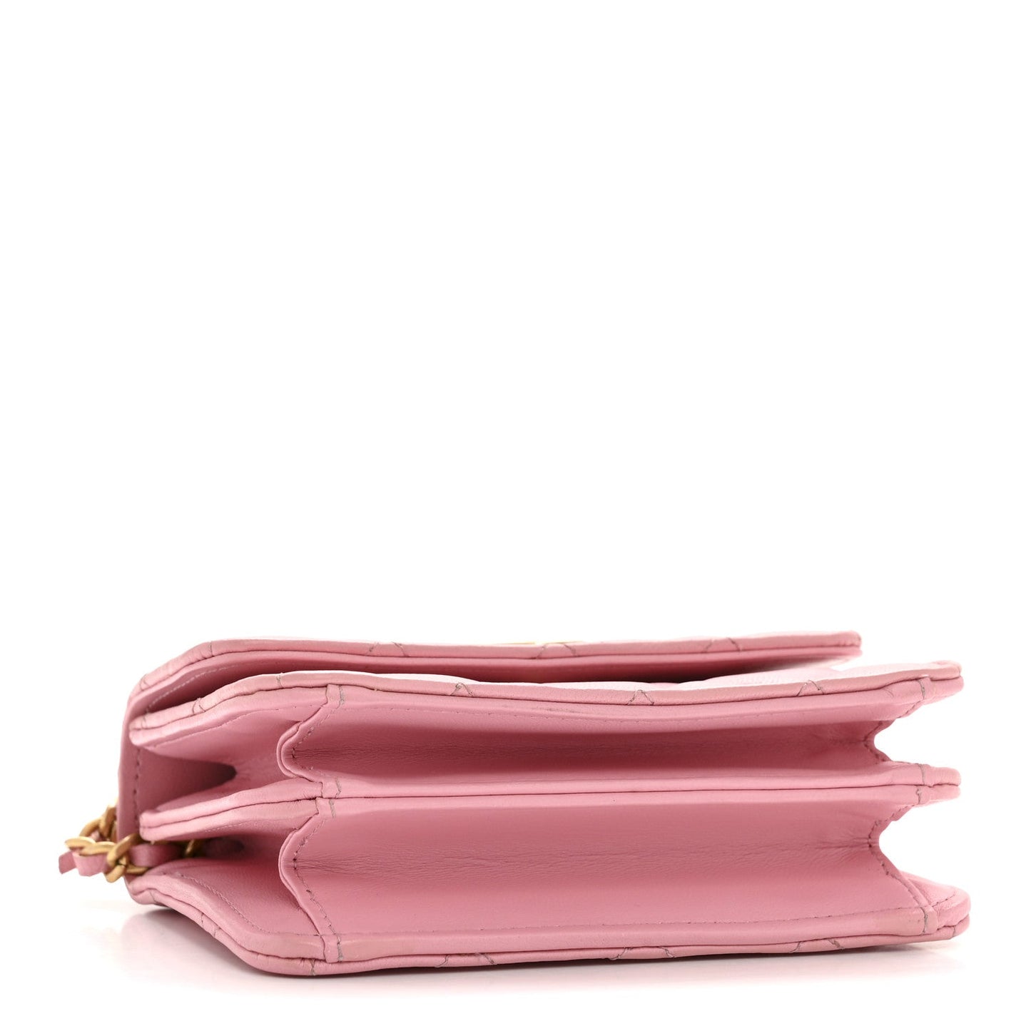 Lambskin Quilted Pick Me Up Mini Wallet On Chain Light Pink