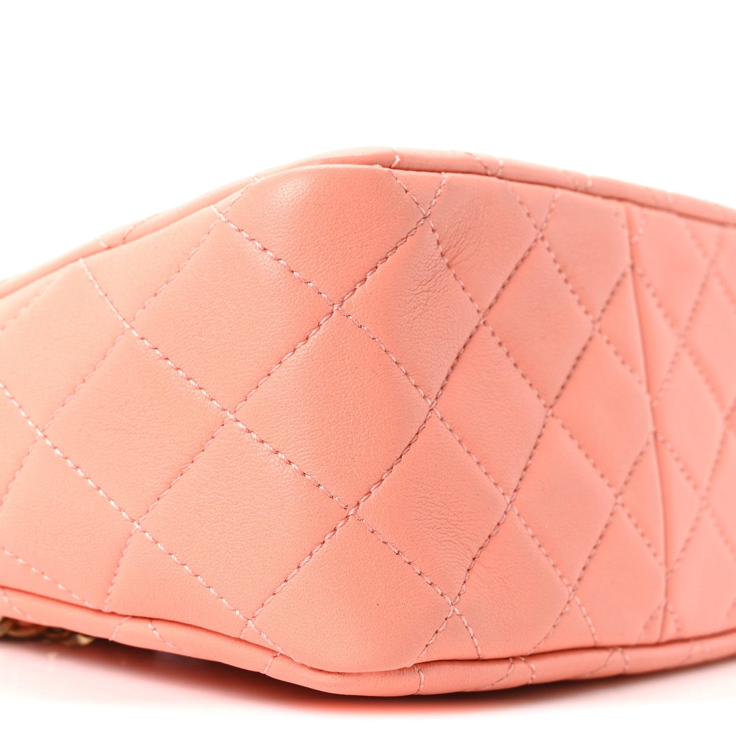 Lambskin Quilted Small Pearl Crush Hobo  Coral