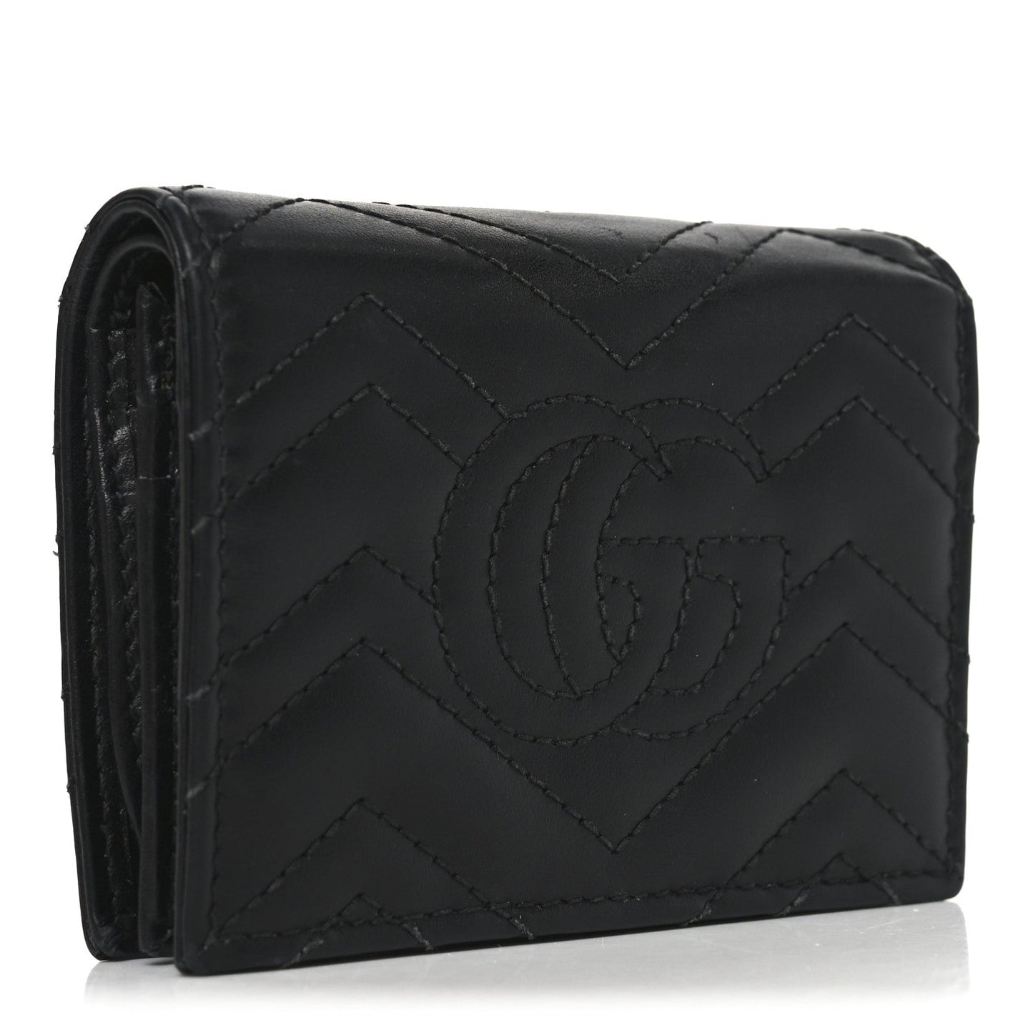 Calfskin Matelasse GG Marmont Card Case Wallet Black