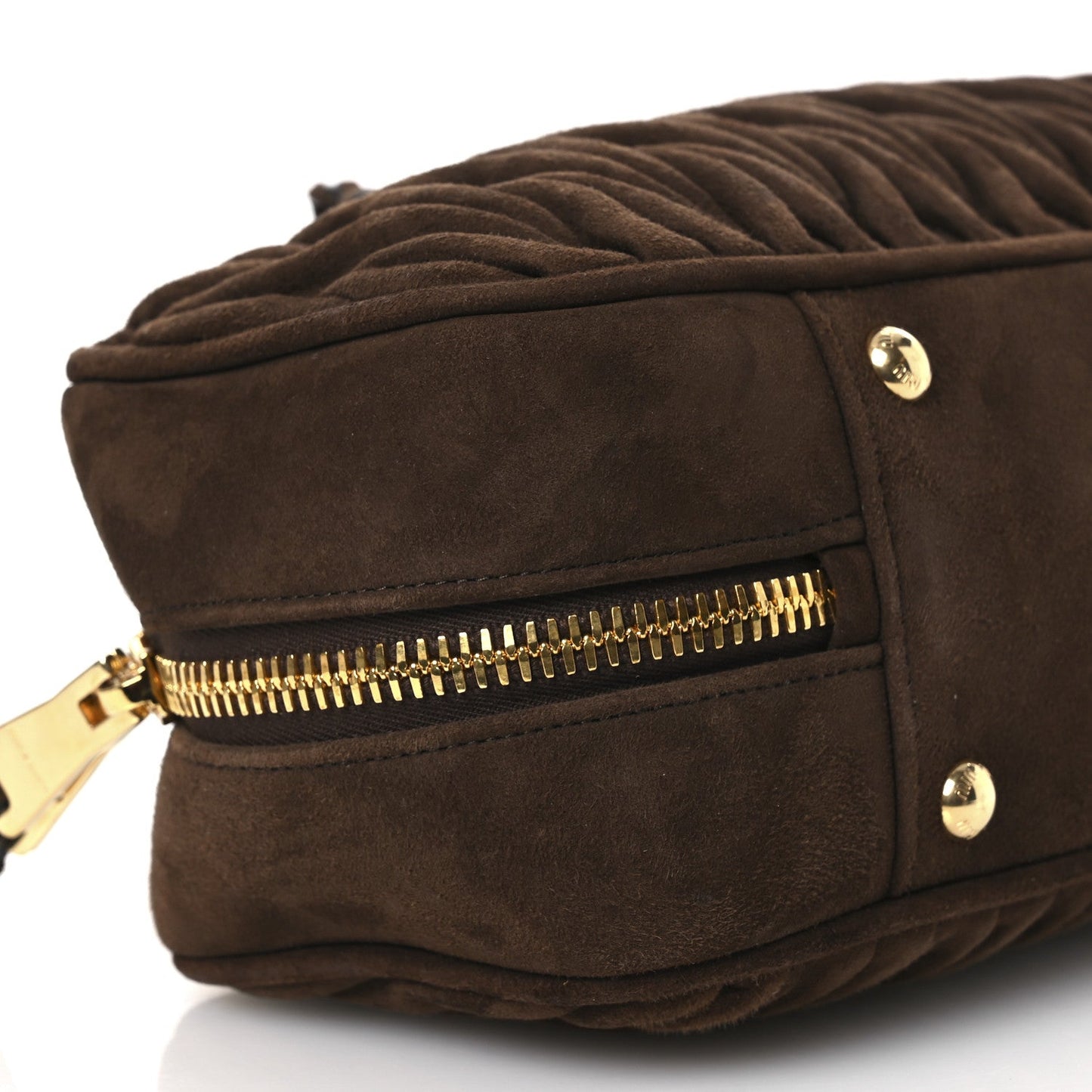 Suede Matelasse Large Arcadie Top Handle Bag Cocoa Brown
