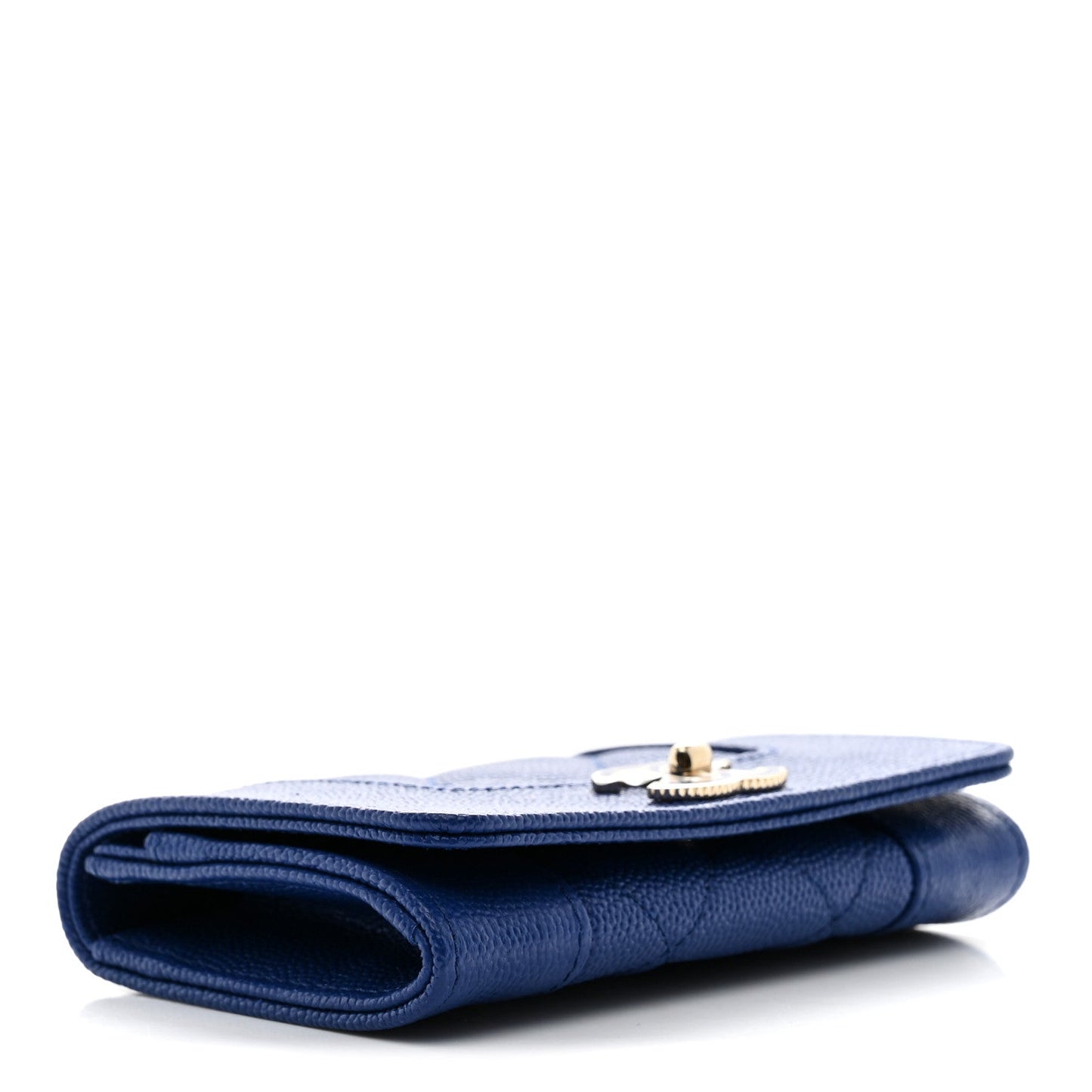 Caviar Chevron Quilted Vintage Mademoiselle Flap Card Holder Blue