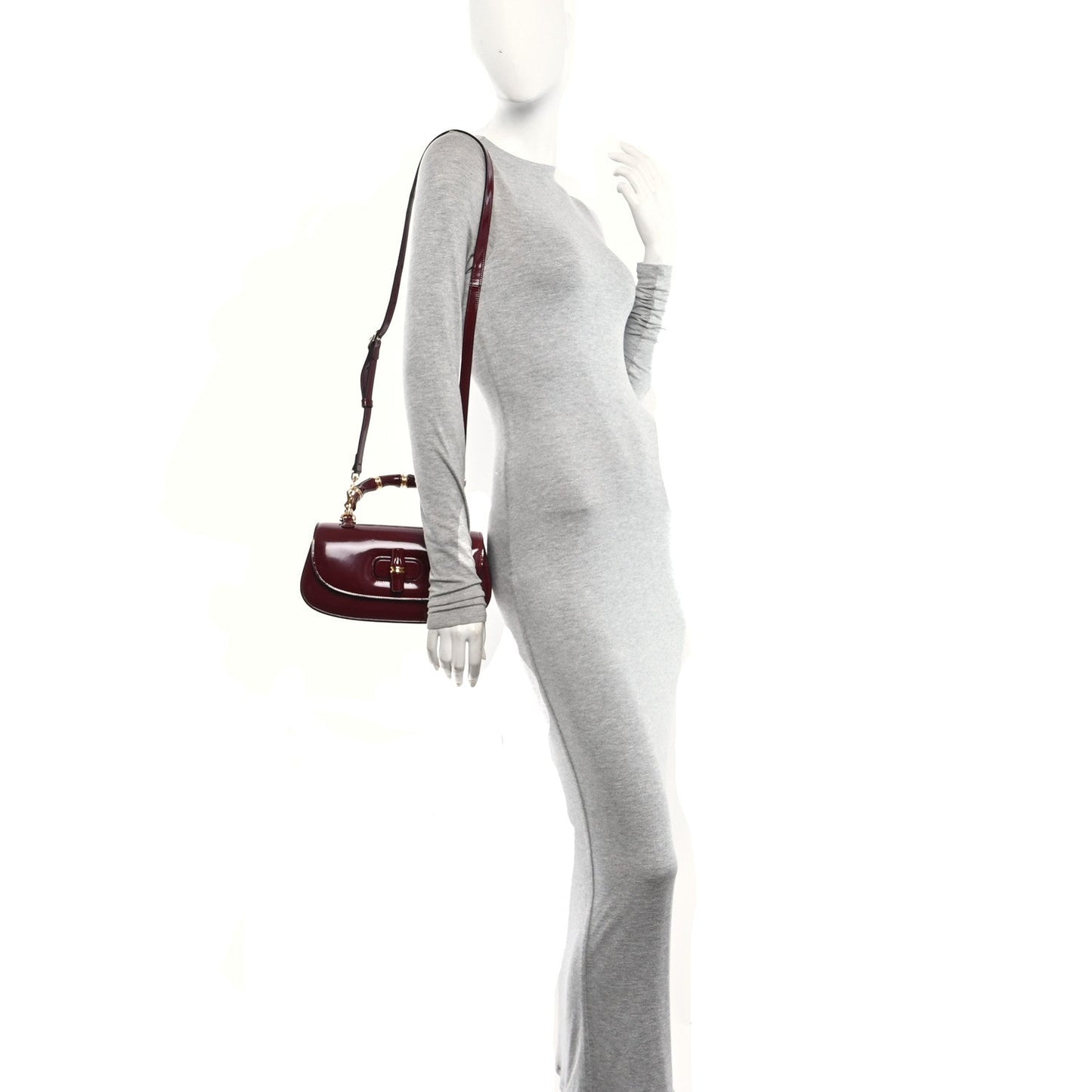 Shiny Polished Calfskin Medium Bamboo Diva Rosso Ancora Red