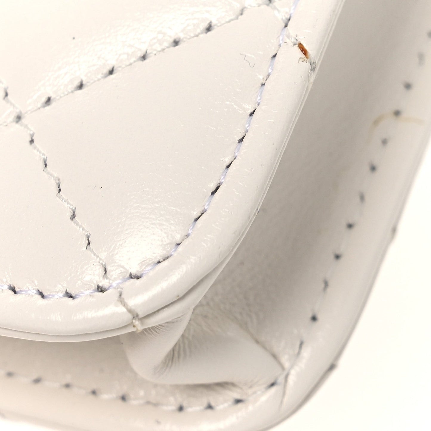 Calfskin Quilted Perfect Fit Coin Purse With Chain White