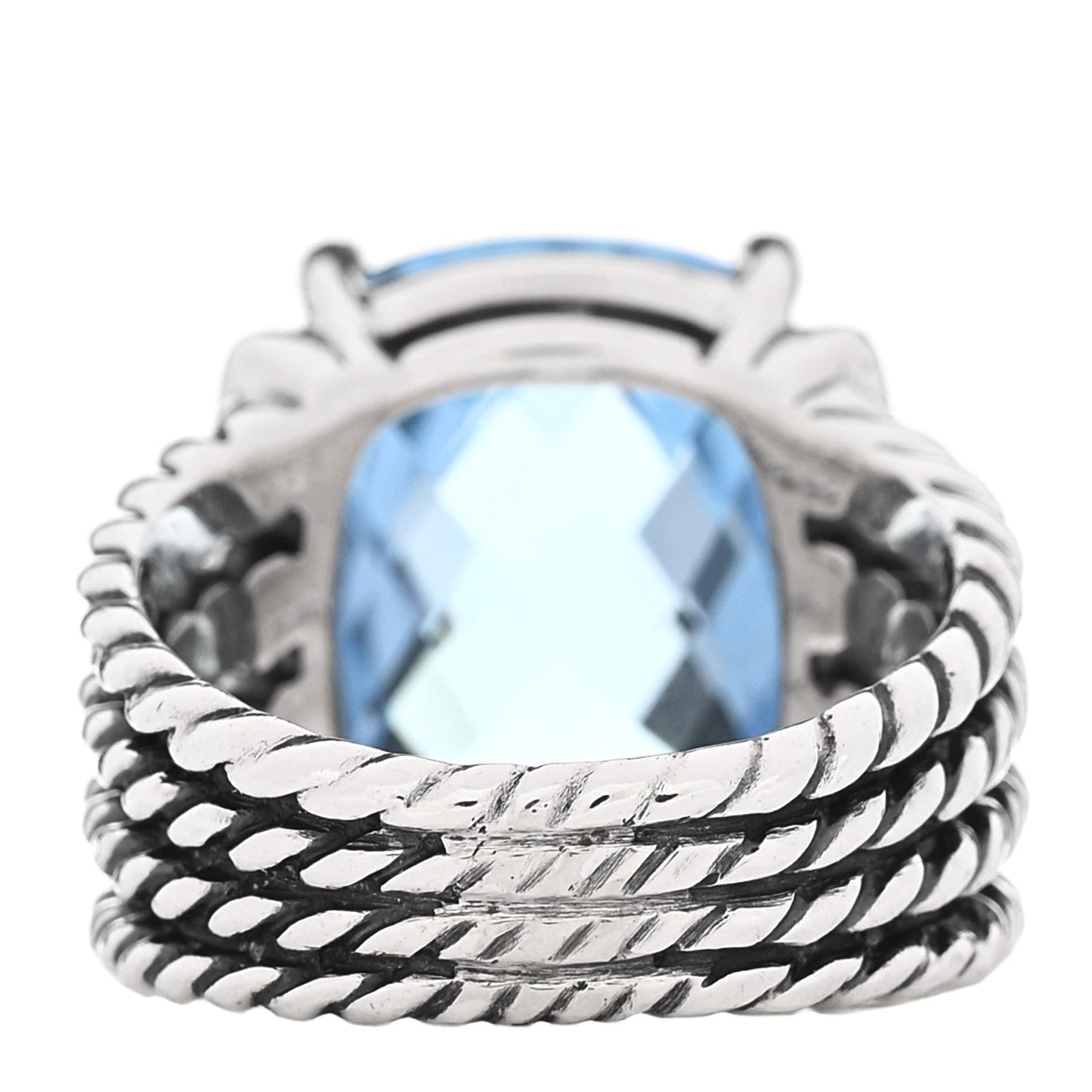 Sterling Silver Diamond Blue Topaz 16mm Wheaton Ring 53 6.5