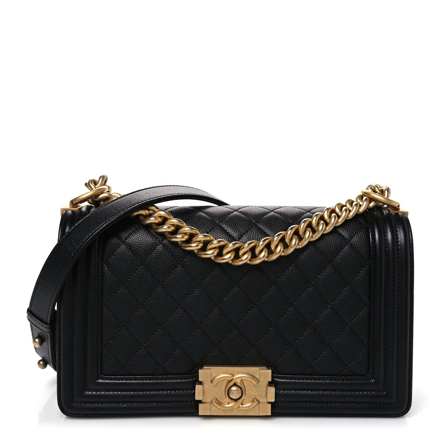 Caviar Quilted Medium Boy Flap Black