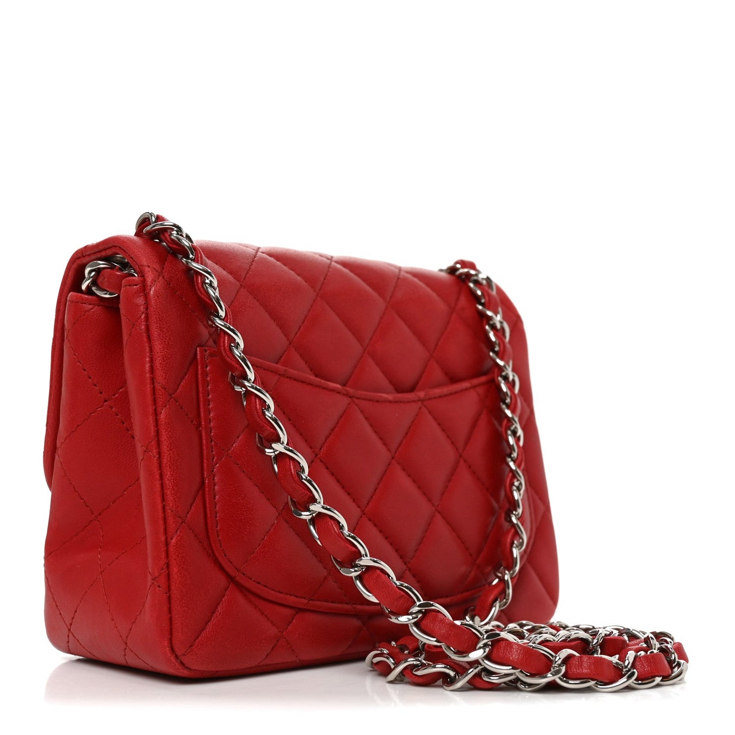 Lambskin Quilted Mini Square Flap Red