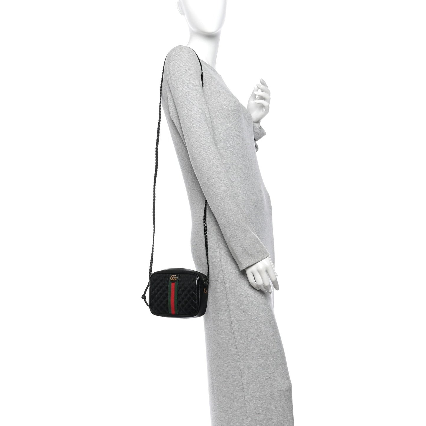 Calfskin Trapuntata Web Mini GG Shoulder Bag Black