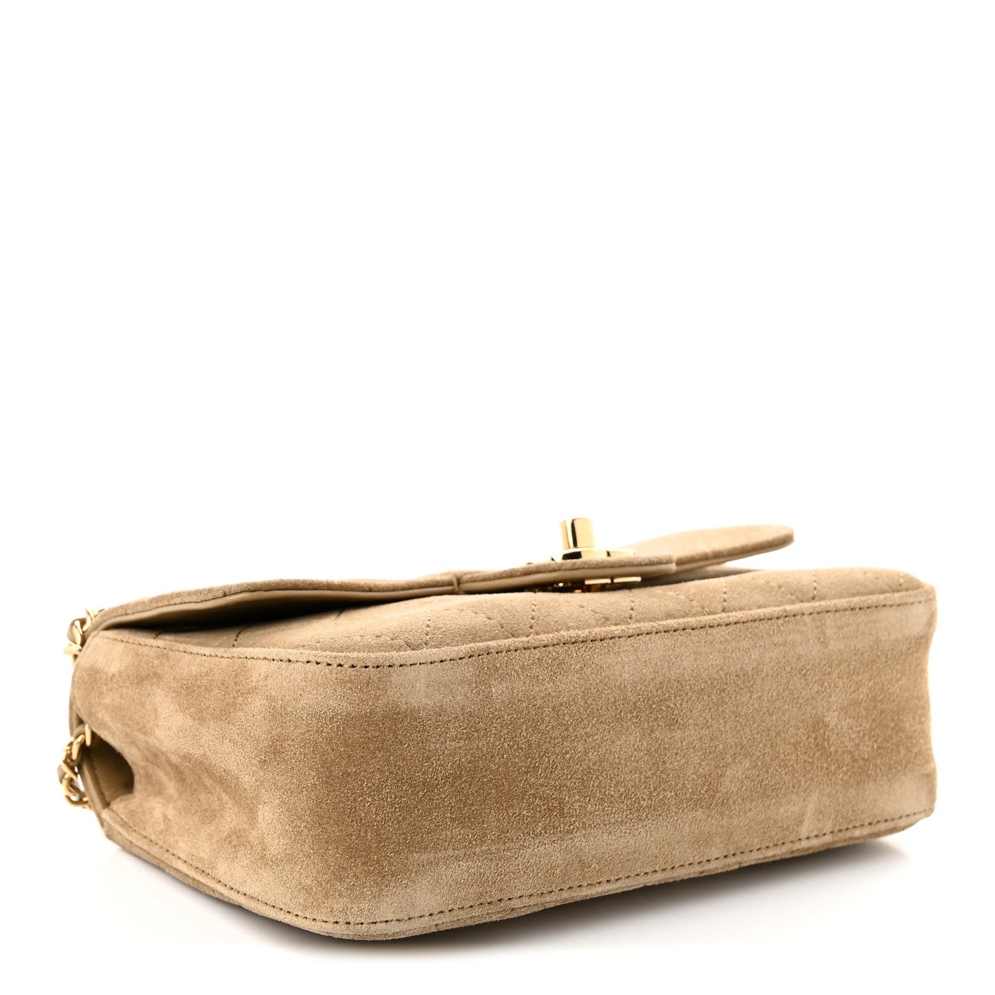 Suede Calfskin Mini Souplissimo Flap Dark Beige