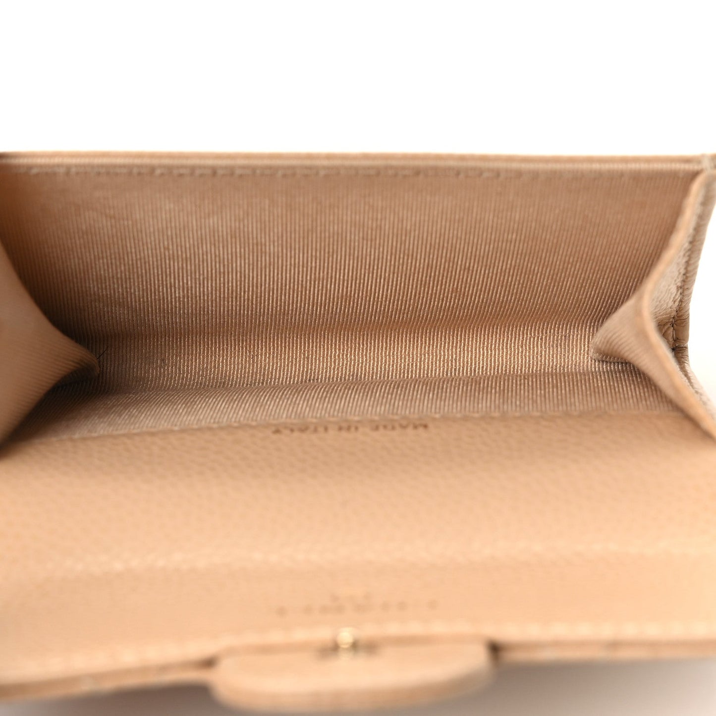 Caviar Quilted Flap Card Holder Wallet Beige