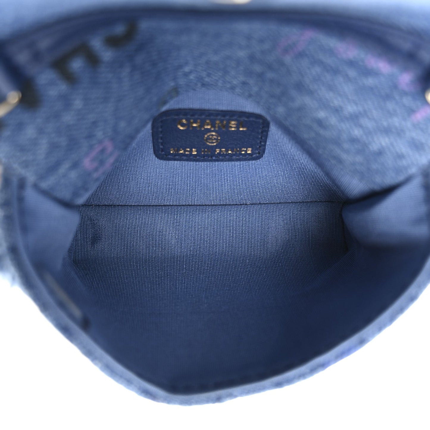 Denim Quilted Denim Mood Clutch With Chain Blue Multicolor