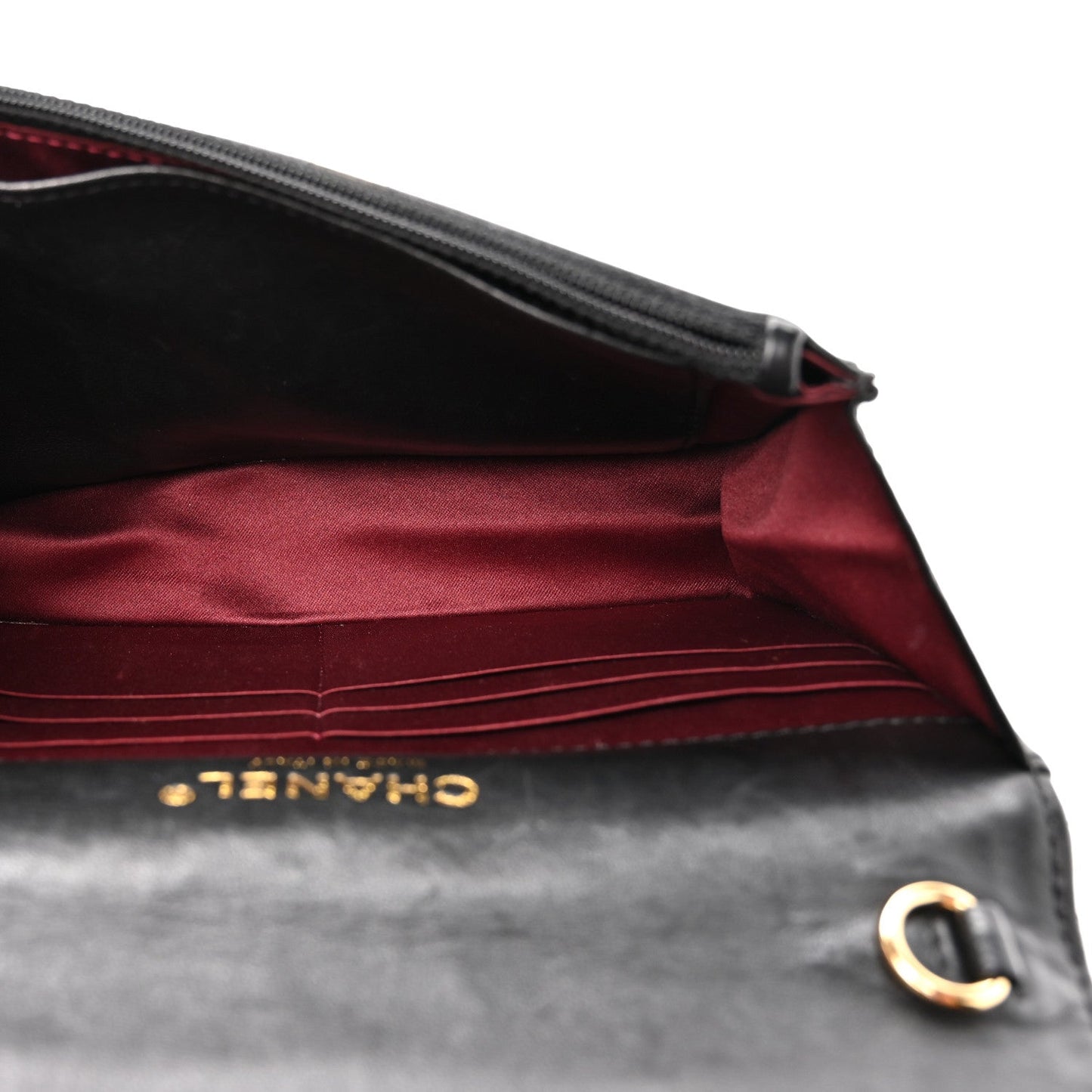 Lambskin Quilted Golden Class Wallet on Chain WOC Black
