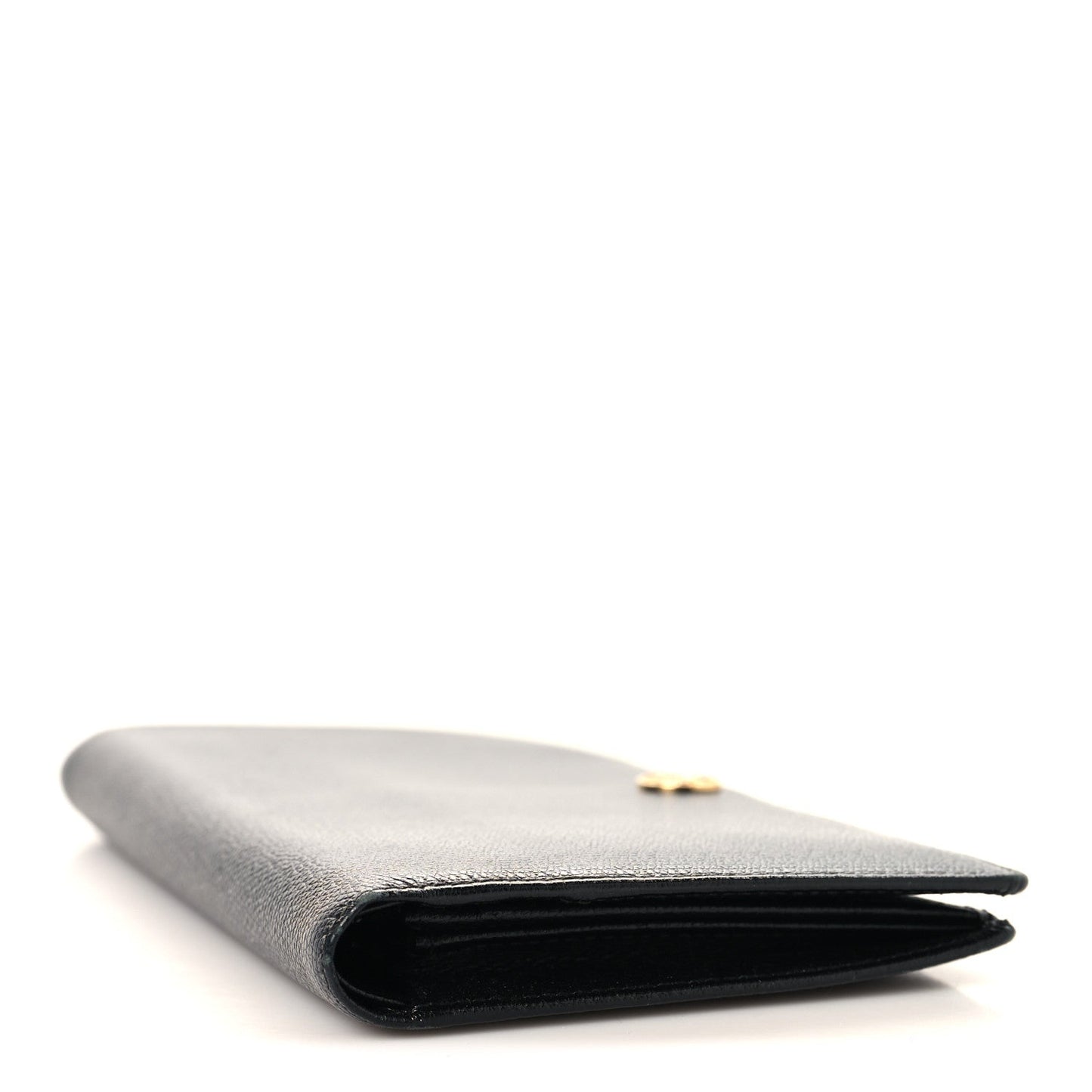 Grained Calfskin CC Button Yen Wallet Black