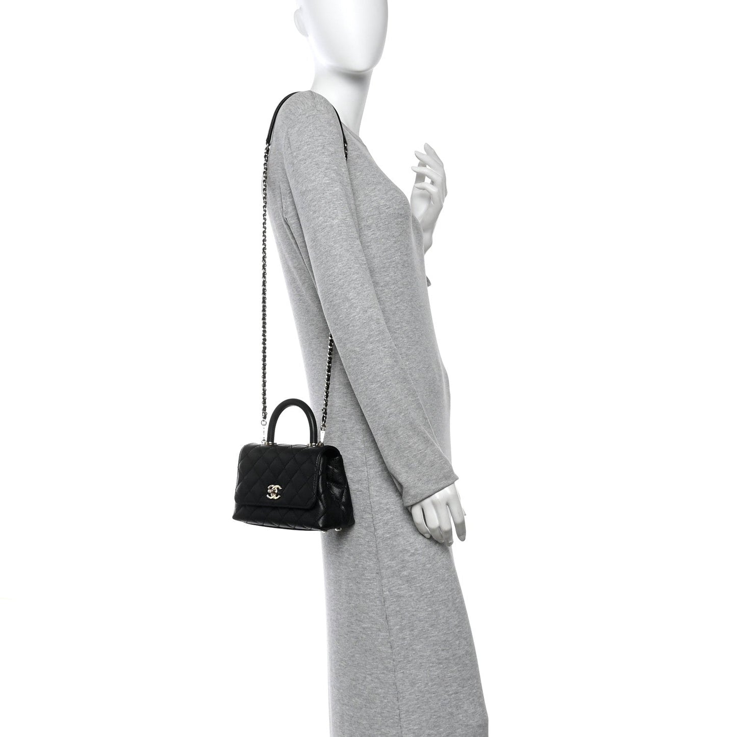 Caviar Quilted Extra Mini Coco Handle Flap Black