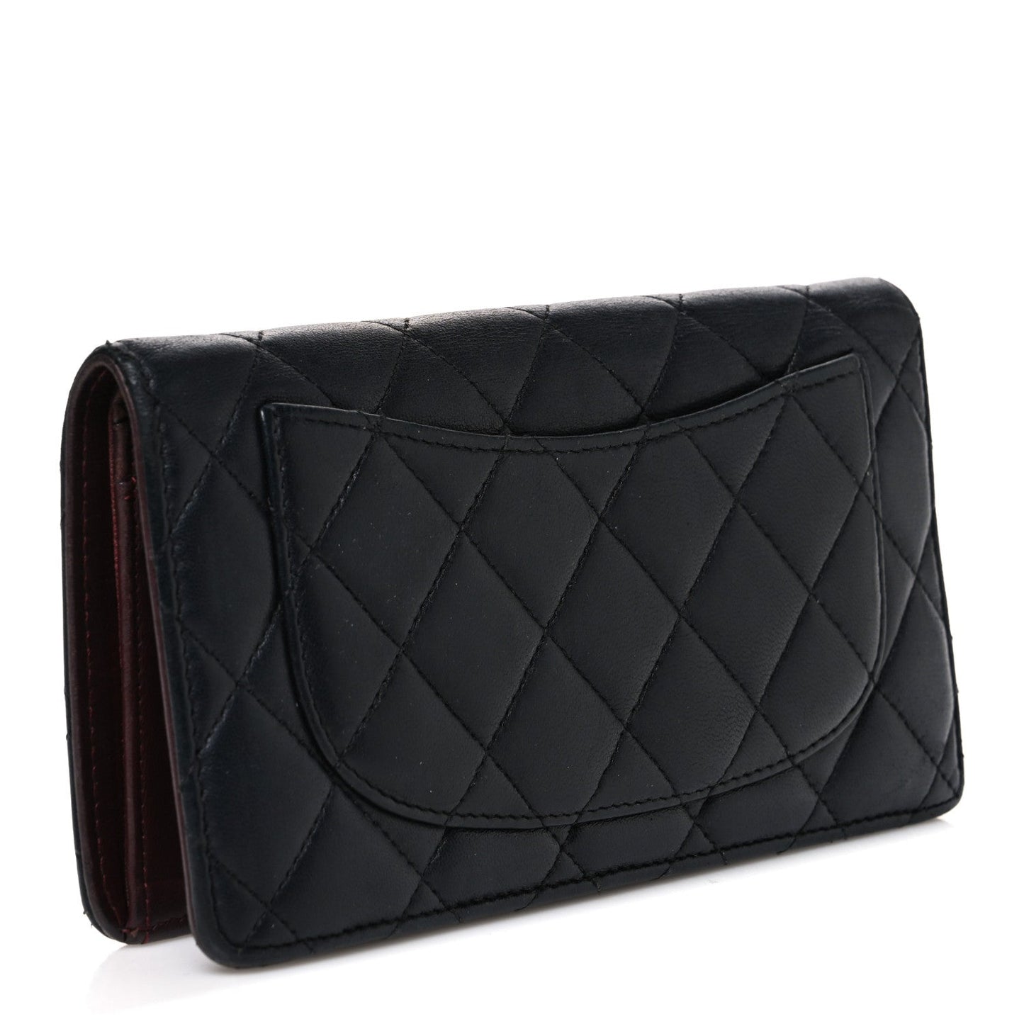 Lambskin Quilted Yen Wallet Black
