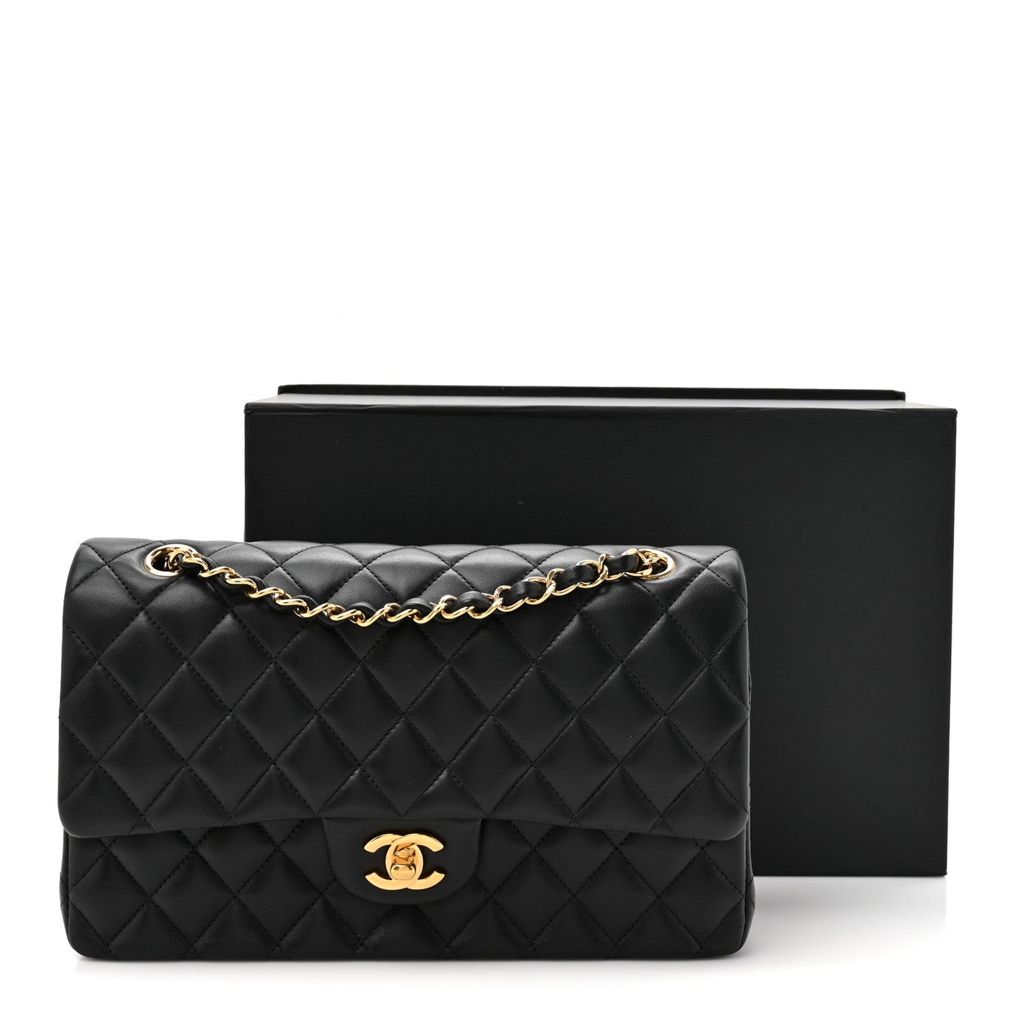 Lambskin Quilted Small Double Flap Black