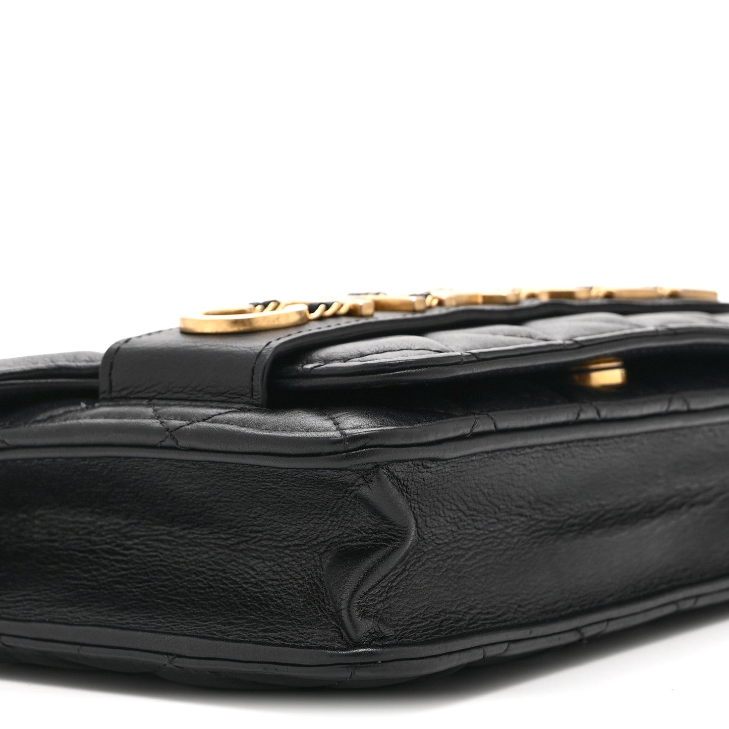 Calfskin Quilted Enchained Wallet On Chain WOC Black
