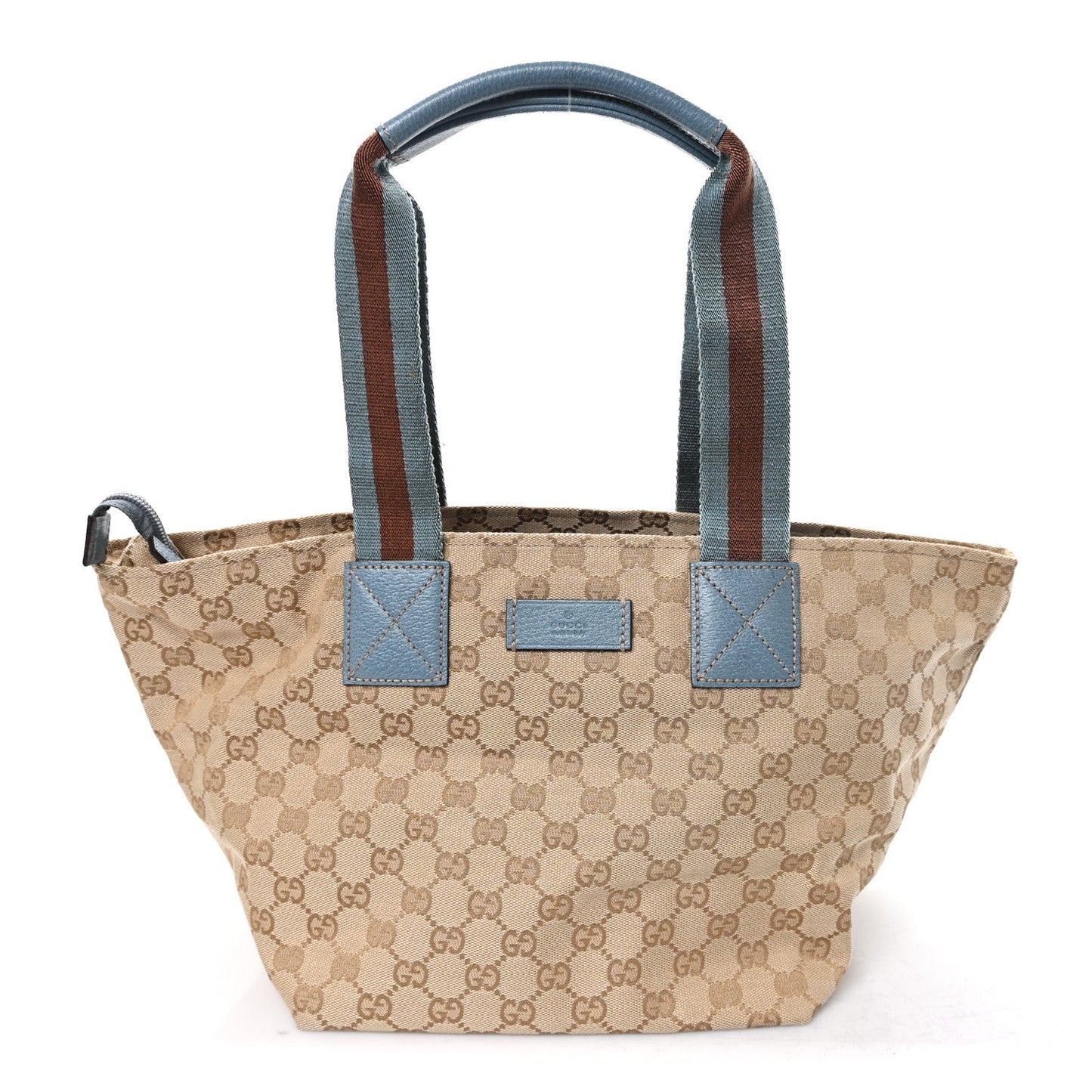 GG Monogram Medium Web Handle Bucket Tote Blue